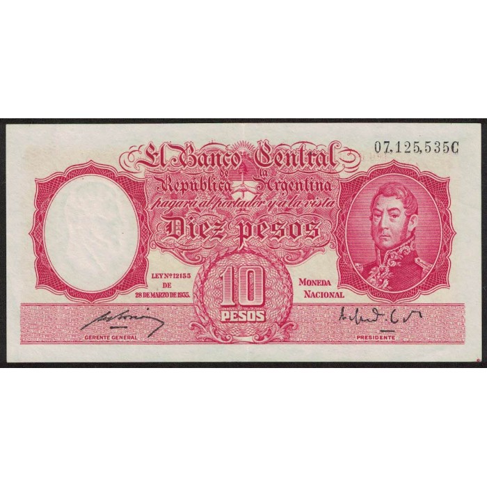 B1942 10 Pesos Ley 12.155 C 1951