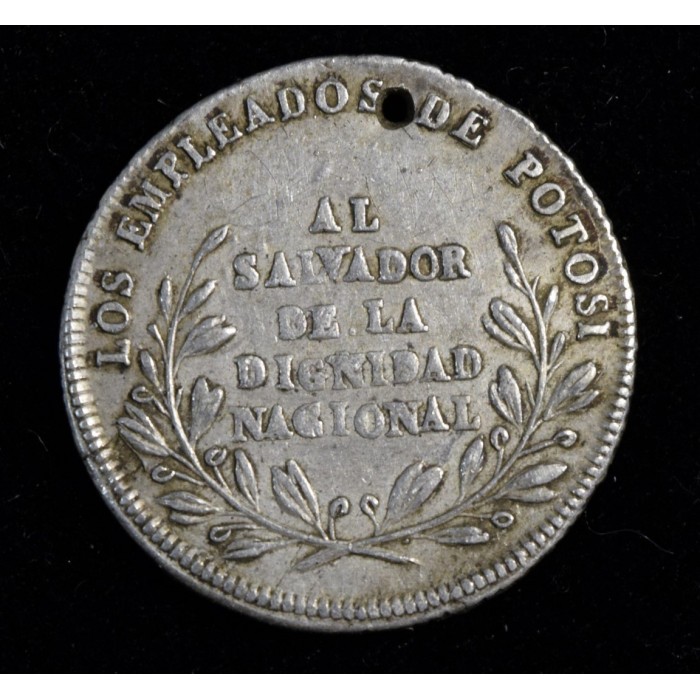 Bolivia Medalla Monetaria 1854 Plata