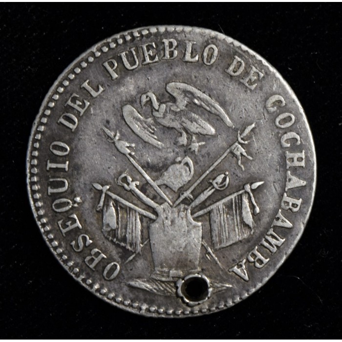 Bolivia Medalla Monetaria 1863 Plata