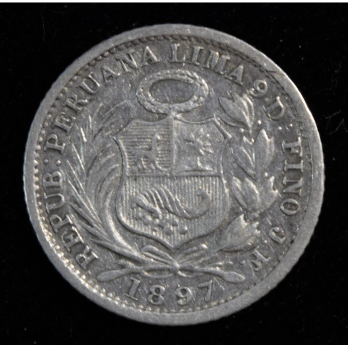 Perú 1/2 Dinero 1897 JF KM206.2