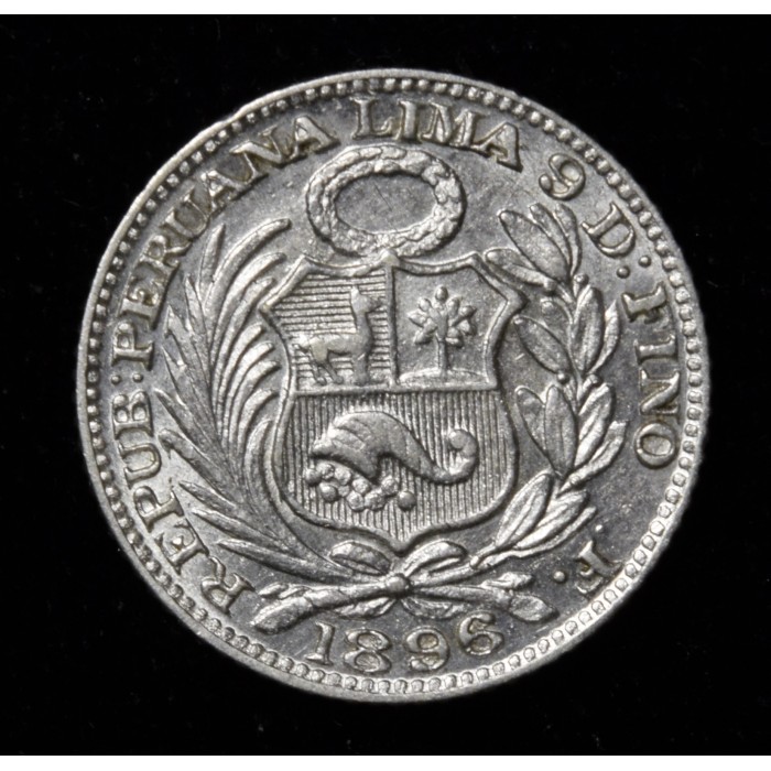 Peru 1/2 Dinero 1896 F KM206.2 "F" Incompleta