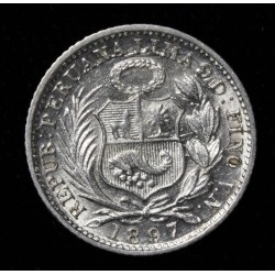 Peru 1/2 Dinero 1897 VN KM206.2