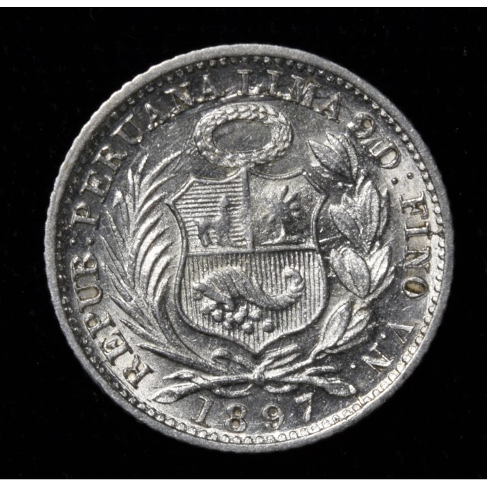 Peru 1/2 Dinero 1897 VN KM206.2