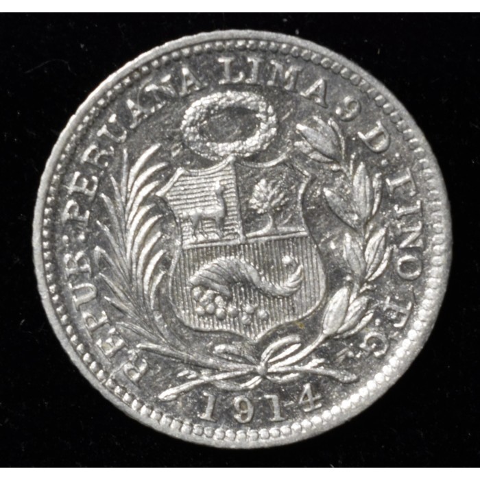 Peru 1/2 Dinero 1914 FG KM206.2