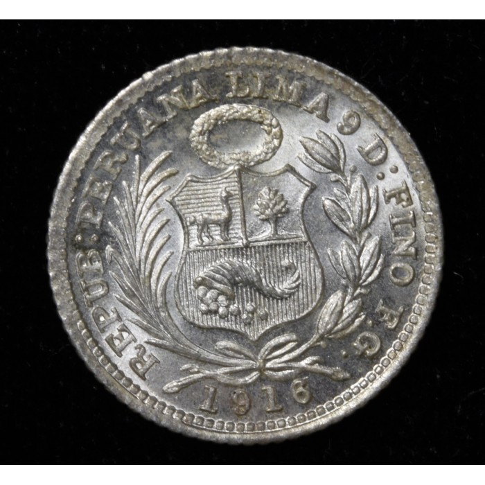 Peru 1/2 Dinero 1916/5 FG KM206.2 UNC