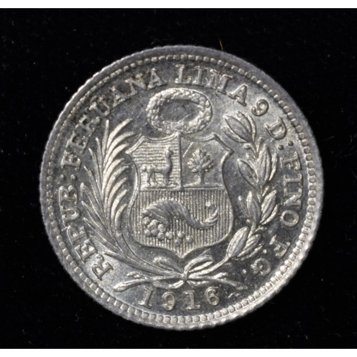 Peru 1/2 Dinero 1916/5 KM206.2 UNC