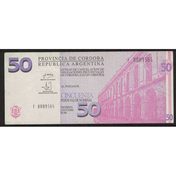 Bono C-305 Cordoba 50 Pesos "F" 2002