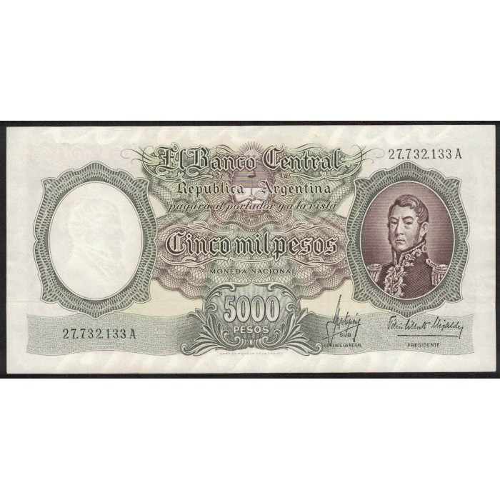 B2176 5000 Pesos Moneda Nacional A 1965