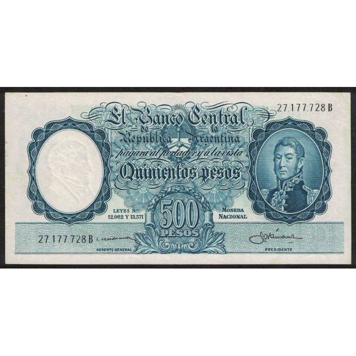 B2106 500 Pesos Leyes 12.962 y 13.571 B 1959 UNC