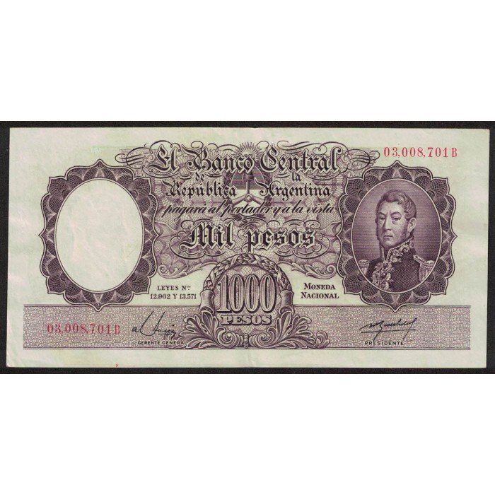 COL528b 1000 Pesos Leyes 12.962 y 13.571 B 1955