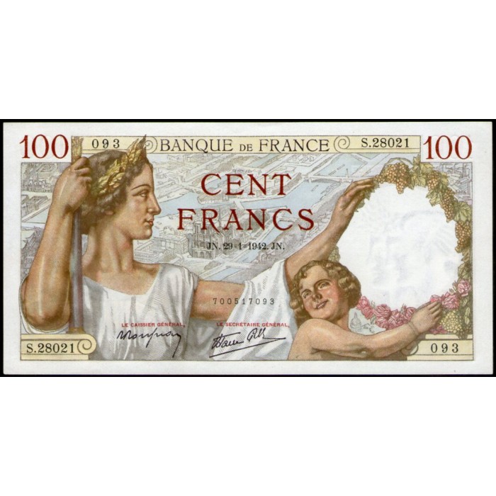 Francia P94 100 Francos 1942 UNC