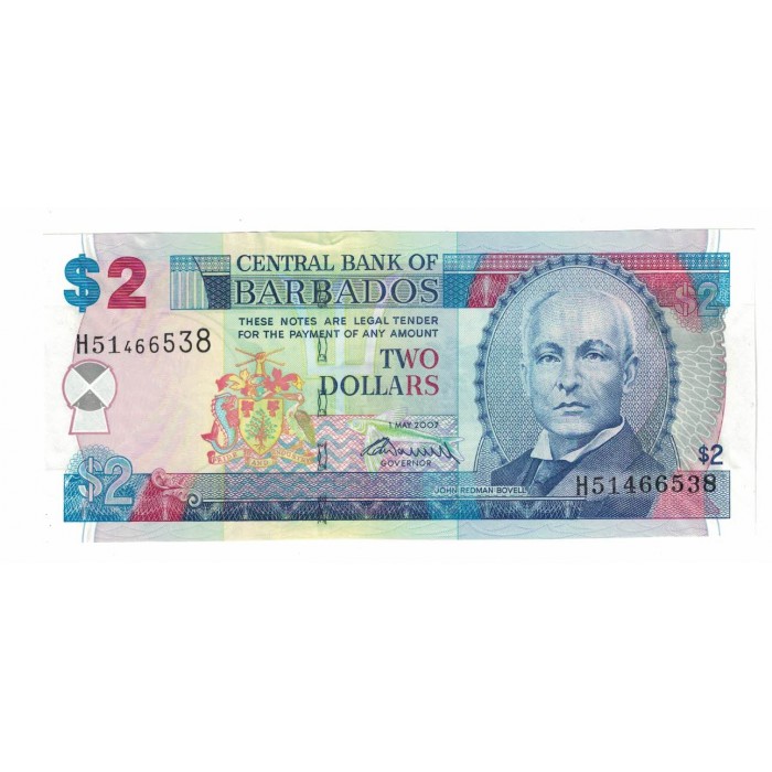 P66A 2 Dolares 2007 Barbados UNC