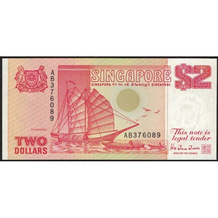 Singapur P27 2 Dolares 1990 UNC