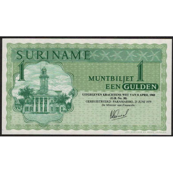 Suriname P116e 1 Gulden 1979 UNC