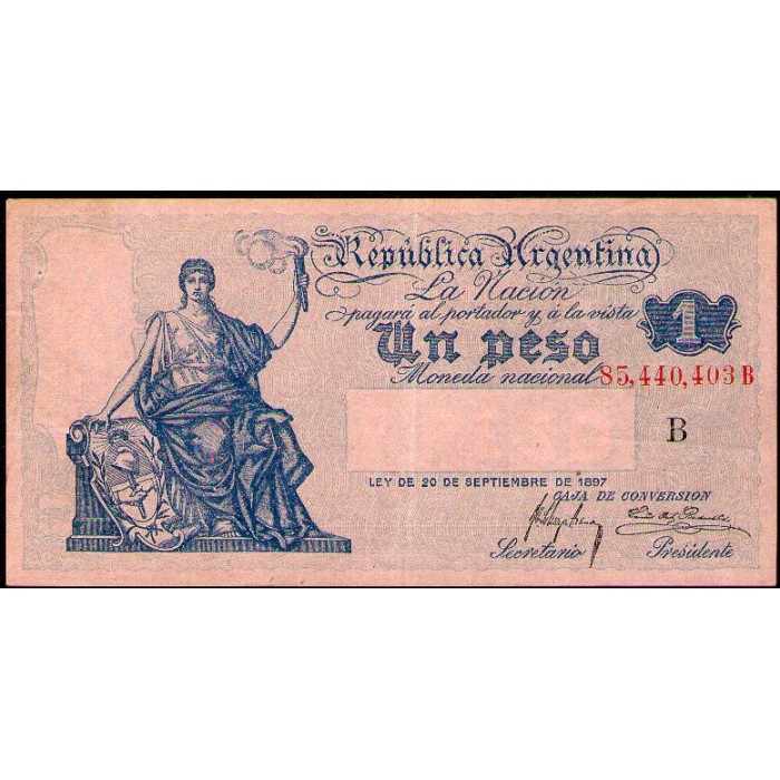 B1547 1 Peso Caja de Conversion B 1920 EXC-