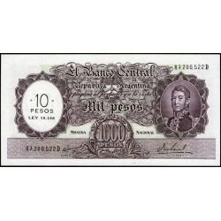 B2211 1.000 Pesos Moneda Naciona Resellado a 10 Pesos Ley 18.188 D 1969 UNC