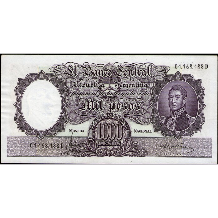 B2164 1000 Pesos MN D 1967 UNC