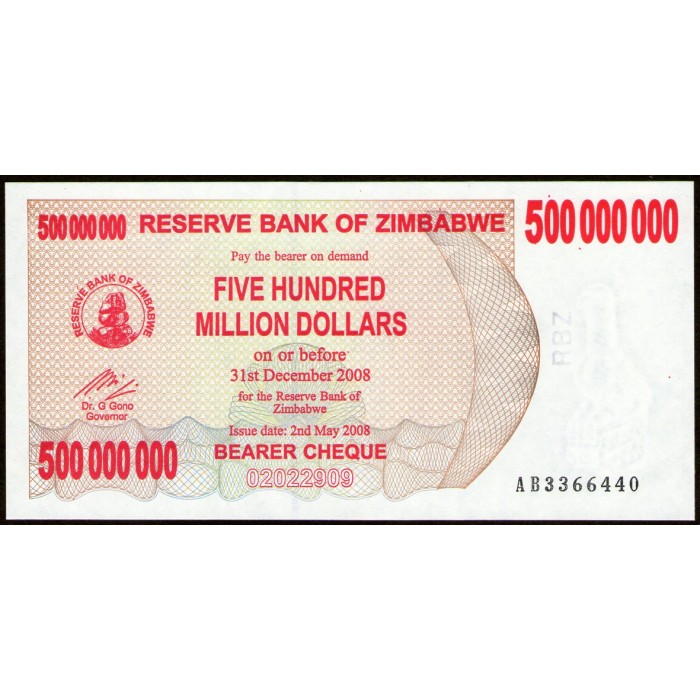 Zimbabwe P60 500.000.000 Dolares 2008 UNC