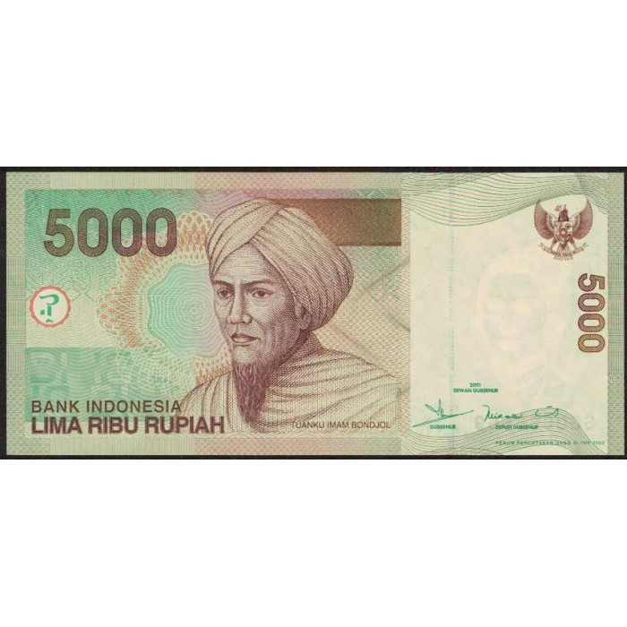 Indonesia P142b 5000 Rupias 2001/02 UNC