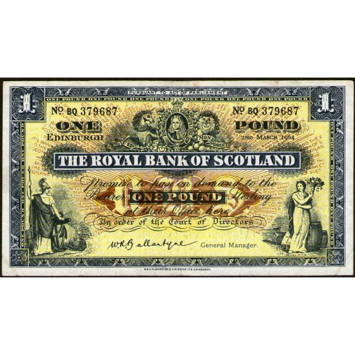 Escocia P324b 1 Pound 1964 MB+