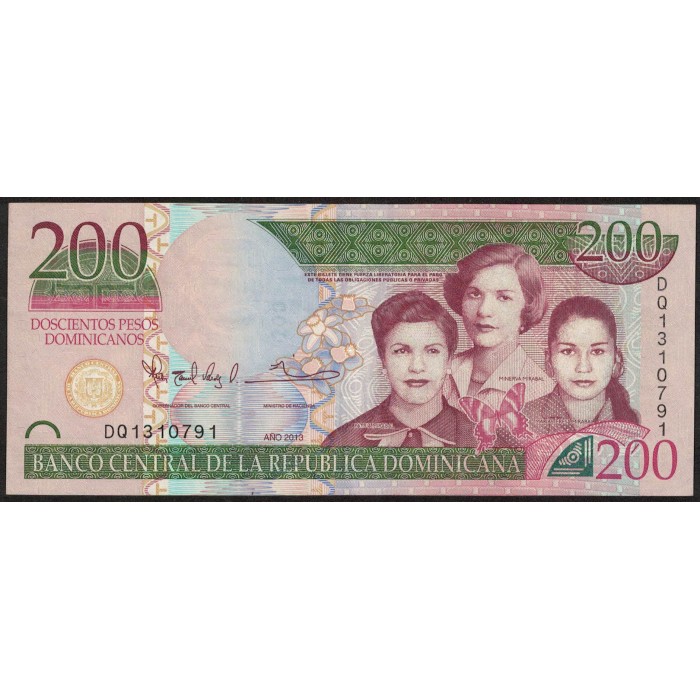 Republica Dominicana P185 200 Pesos 2013 MB/EXC