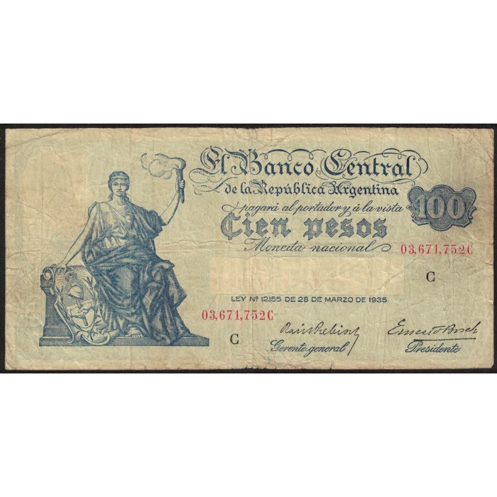 B1895 100 Pesos Progreso C 1937 MB