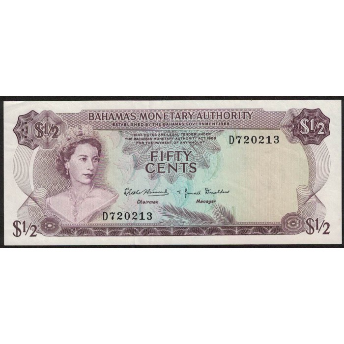 Bahamas 1/2 Dollar 1968 P26a EXC