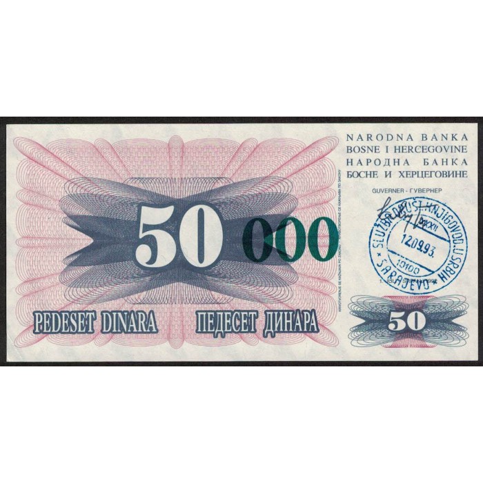 Bosnia Hercegovina 50.000 Dinara 1993 P55 UNC