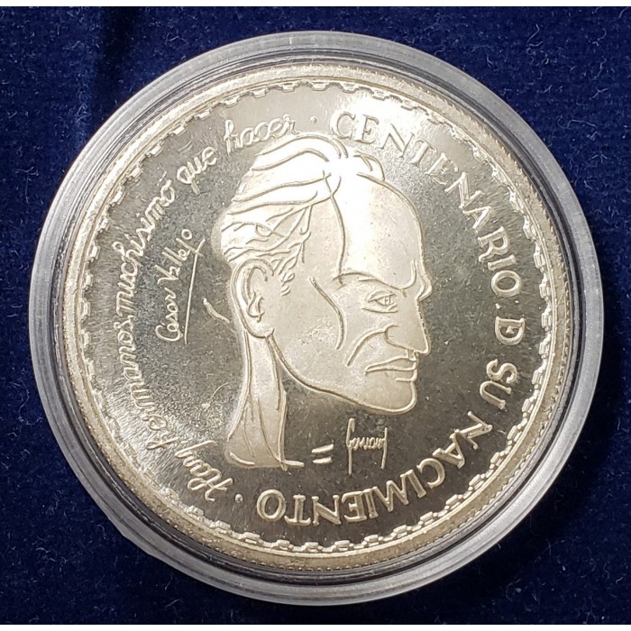 Peru Moneda de Plata 20 nuevos Soles Año 1992 "Cesar Vallejo" Onza UNC