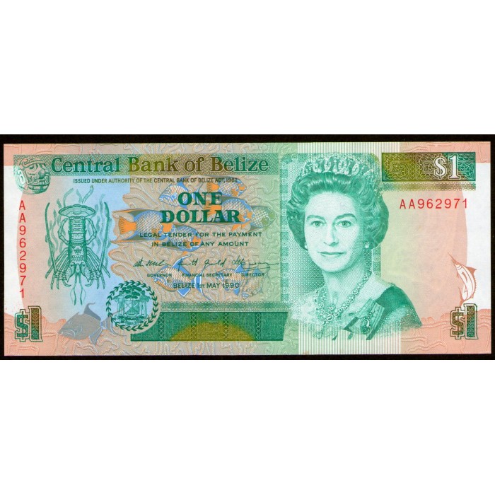 Belize 1 Dollar 1990 P51 UNC