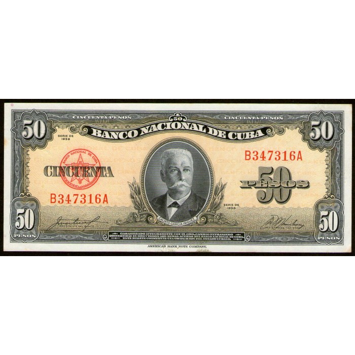 Cuba 50 Pesos 1958 P81b UNC