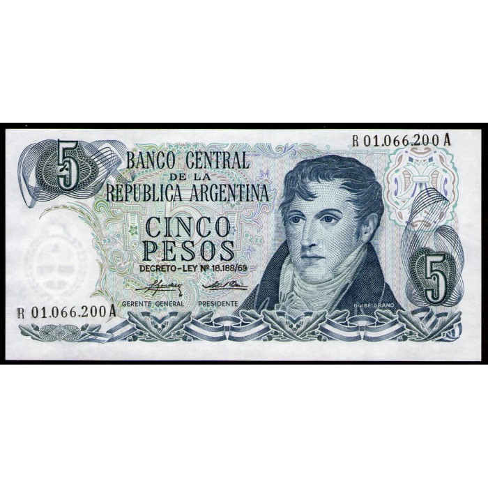 B2333a REPOSICION 5 Pesos 1974/76 F2 UNC