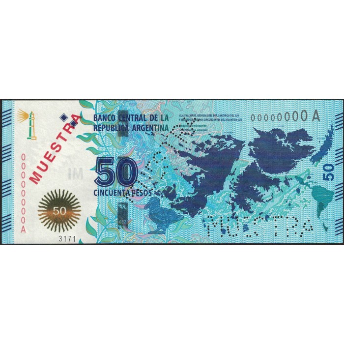 MUESTRA 50 Pesos Malvinas Serie A 2015 UNC