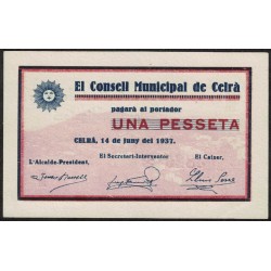 España Billete Local Consell Municipal de Celra 1 Pesseta año 1937 UNC