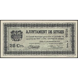 España Ajuntament de Sitges 25 Centims 1937 UNC