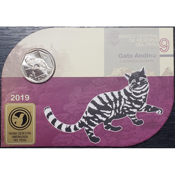 Peru 2019 Blister Coin 1 Sol Fauna Silvestre Amenazada Gato Andino