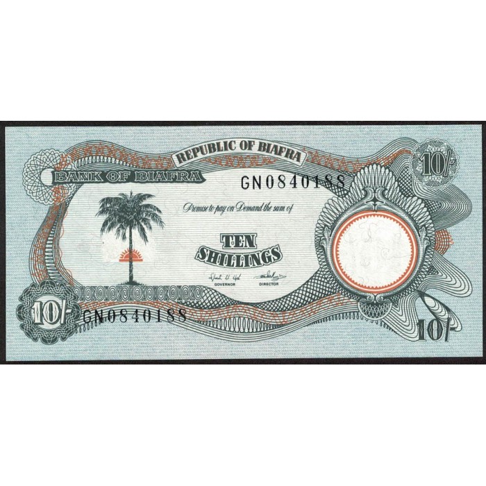 Biafra 10 Shillings 1968/69 P4 UNC