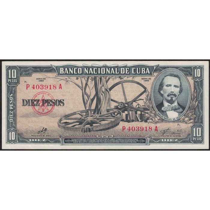 Cuba 10 Pesos 1960 P88c EXC-