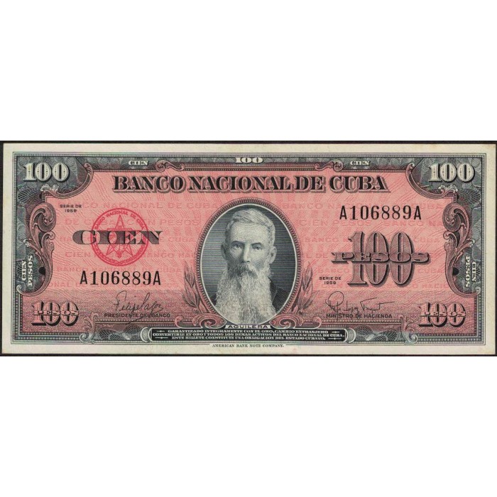 Cuba 100 Pesos 1959 P93a EXC-