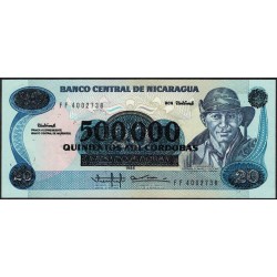Nicaragua 500000 Sobre 20 Cordobas - 1990 P163 UNC