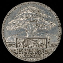 Libano 50 Piastres 1936 KM8 Ag UNC