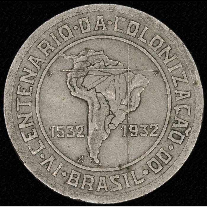 Brasil 400 Reis 1932 KM529 "400° Aniv Colonizacion" MB+