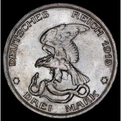Alemania Prusia 3 Mark 1913 KM534 Ag UNC