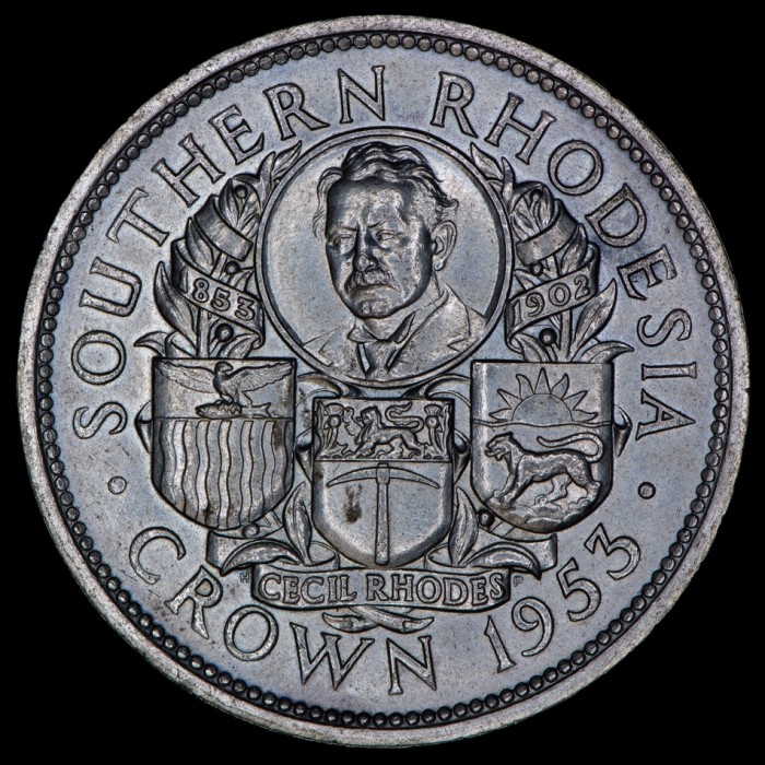 Rhodesia del Sur 1 Crown 1953 KM27 Ag EXC+