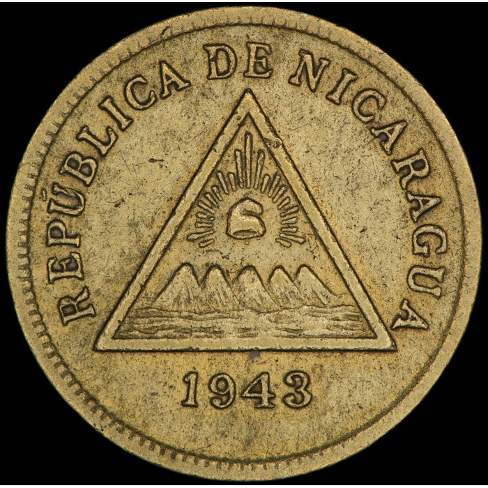 Nicaragua 1 Centavo de Córdoba 1943 KM20 MB+