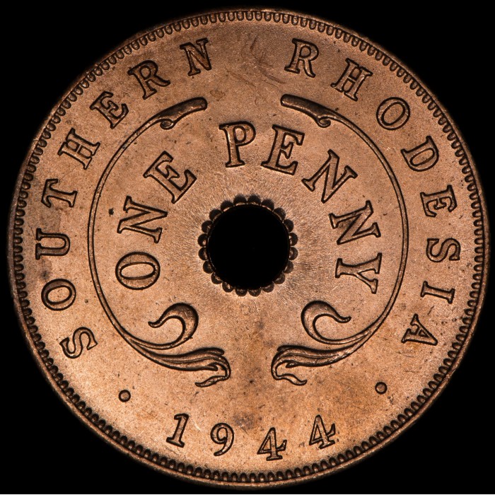 Rhodesia del Sur 1 Penny 1944 KM8a Cobre UNC