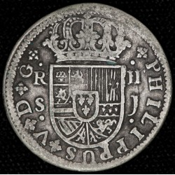 España Sevilla 2 Reales 1721 J KM307 Ag Bueno