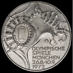 Alemania 10 Marcos 1972D KM133 Olimpiadas Munich Ag UNC