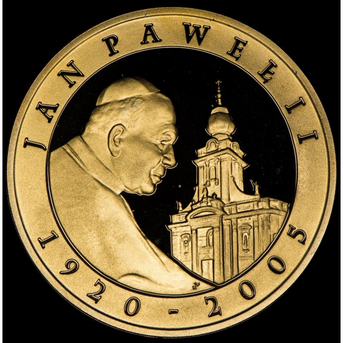 Polonia 10 Zlotych 2005 KMY526 Papa Juan Pablo II Anverso Enchapado en Oro Ag UNC