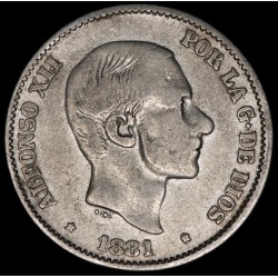 Filipinas Colonia Española 50 Cent de Peso 1881 KM150 Ag MB